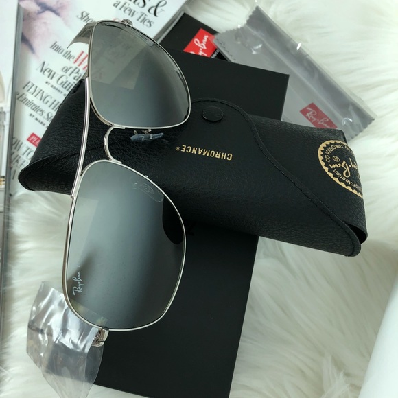 Ray Ban Polarized Mirror Chromance Aviator Sunglasses - Picture 3 of 8